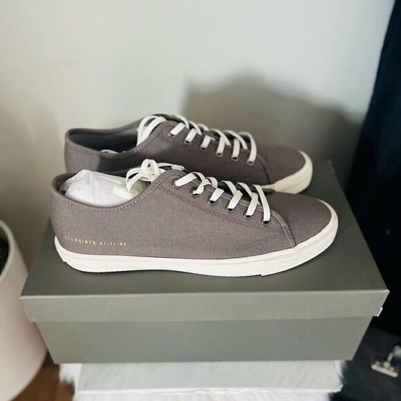 ALL SAINTS Theo Canvas Sneaker Tennis Shoe, Charcoal Gray, Size 10, NWT - Picture 5 of 16